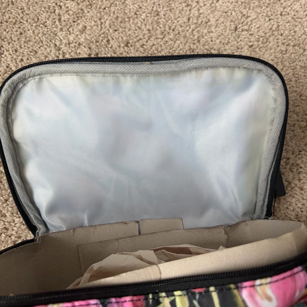 Tahari Medium Train Travel Cosmetic Case Floral Makeup Bag
